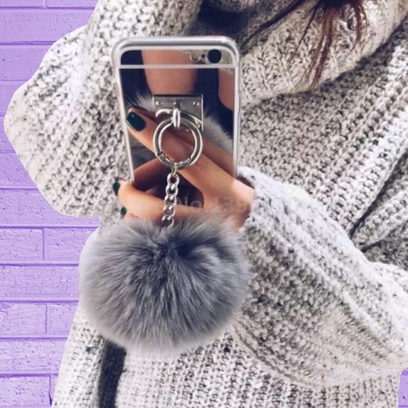 Accessories - Silver Mirror Fur Ball Ring i Phone Case 6 Plus